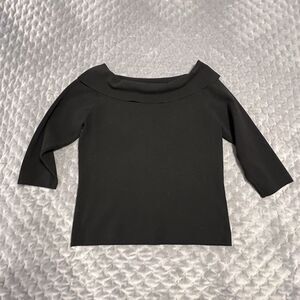 Lifestyle 3/4 Sleeve Cowl Neck Silk Blend Sweater Black Large